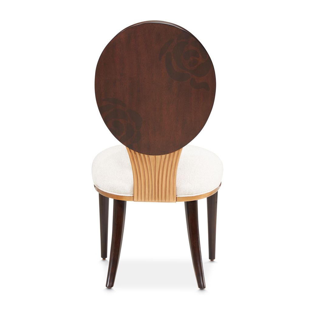 Michael Amini Camellia Field Dining Side Chair - Linen/Warm Pecan - Set of 2