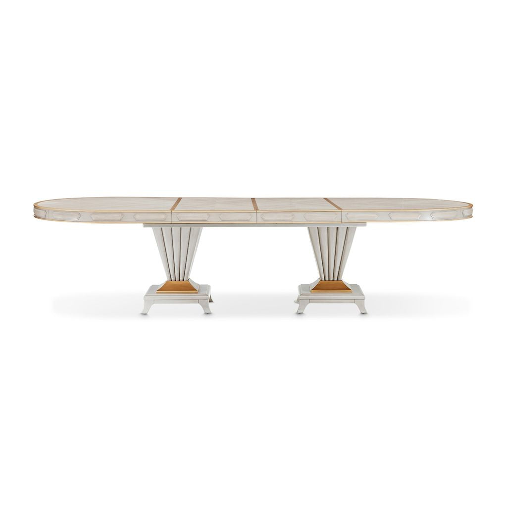 Michael Amini St. Charles Double Pedestal Dining Table -  Dove Gray