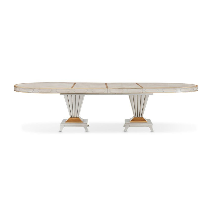 Michael Amini St. Charles Double Pedestal Dining Table -  Dove Gray