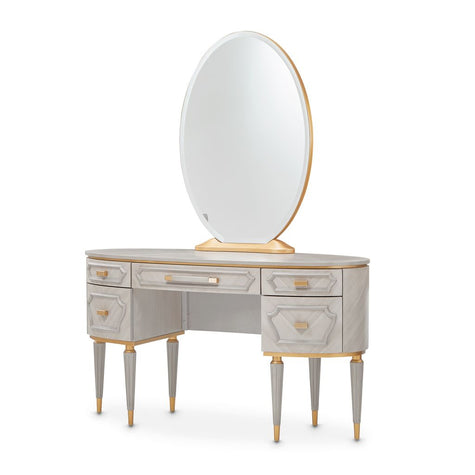 Michael Amini St. Charles Vanity Desk & Mirror - Dove Gray