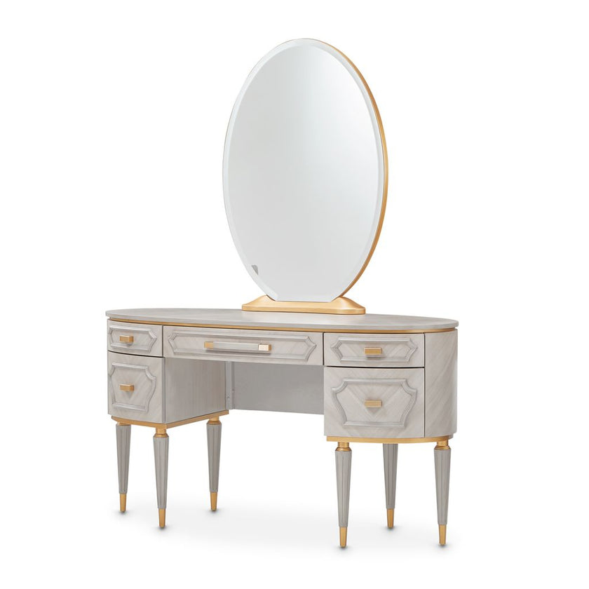 Michael Amini St. Charles Vanity Desk & Mirror - Dove Gray