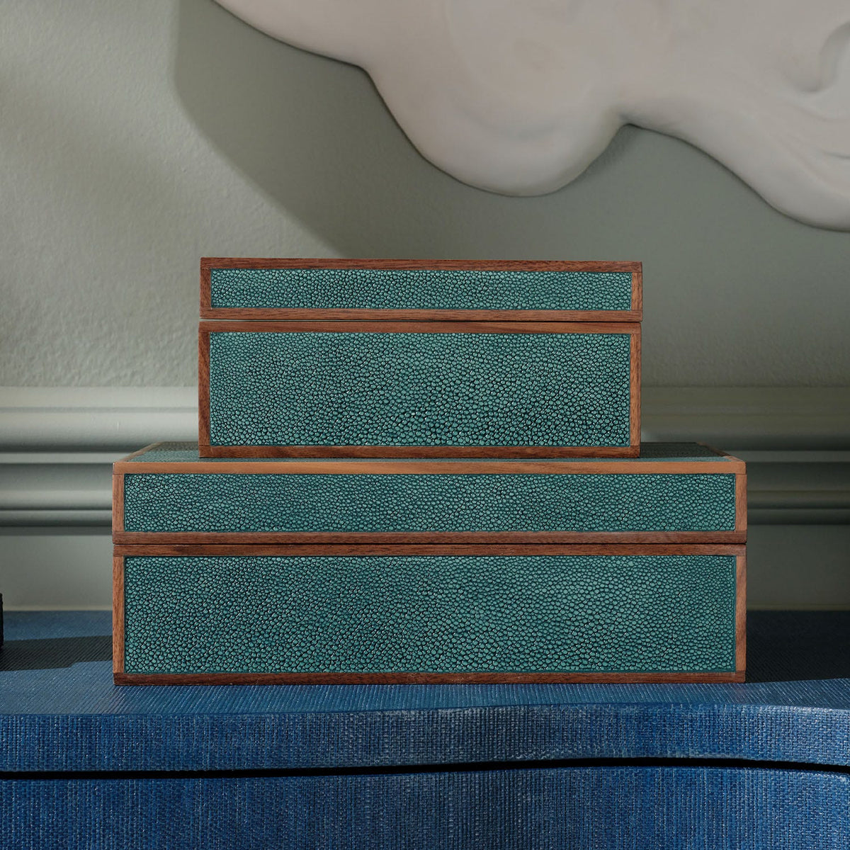 Cooper Faux Shagreen Box - Set of 2