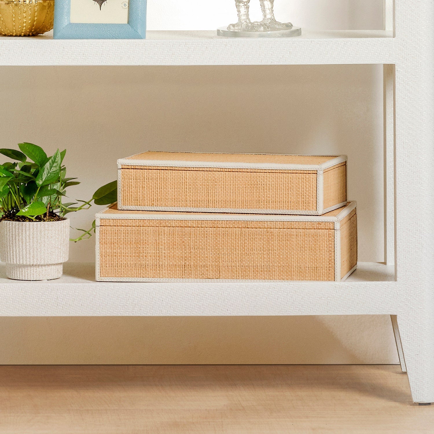 Hammet Natural Raffia Decorative Box - Set of 2