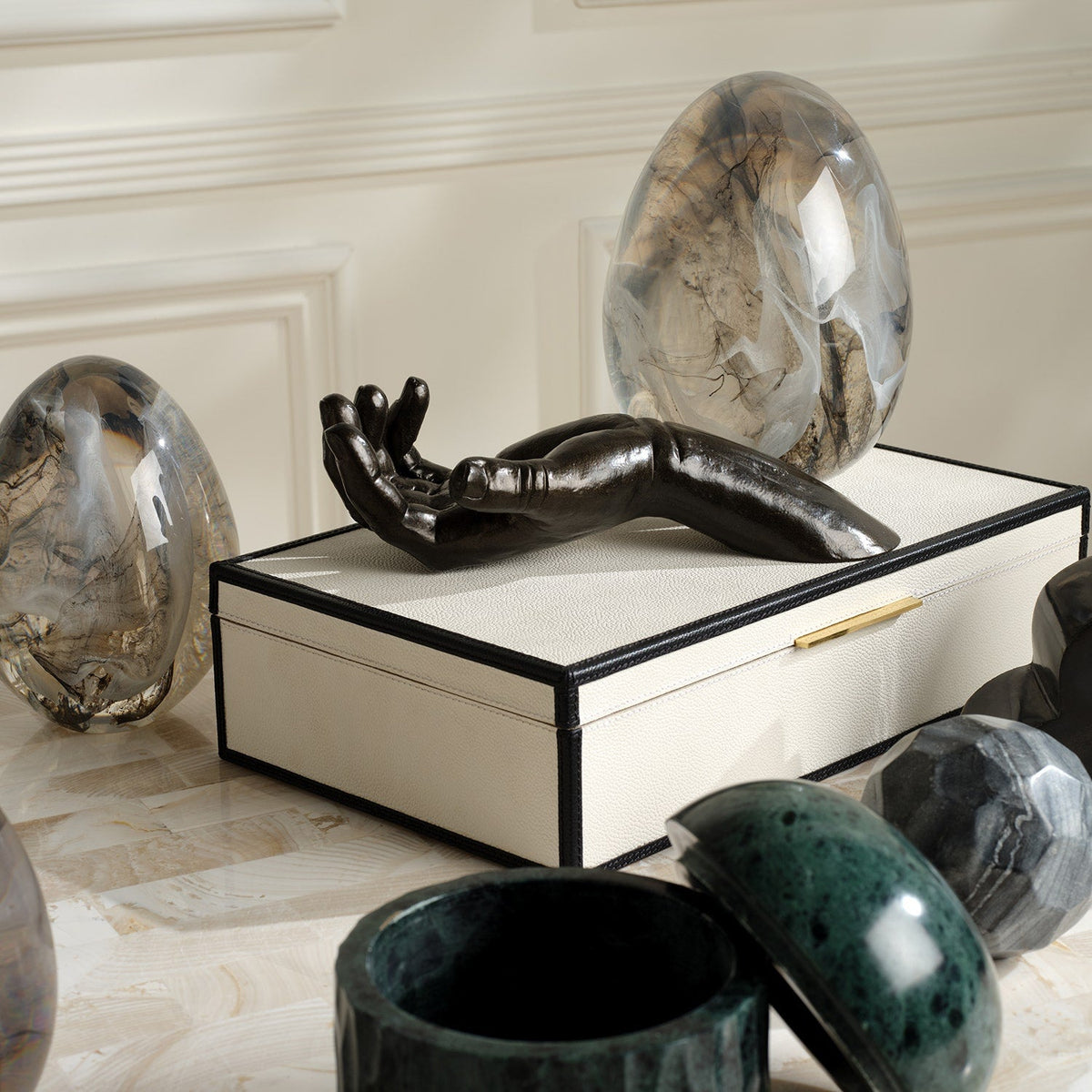 Harding Resin Egg Decor Objects - Set of 3