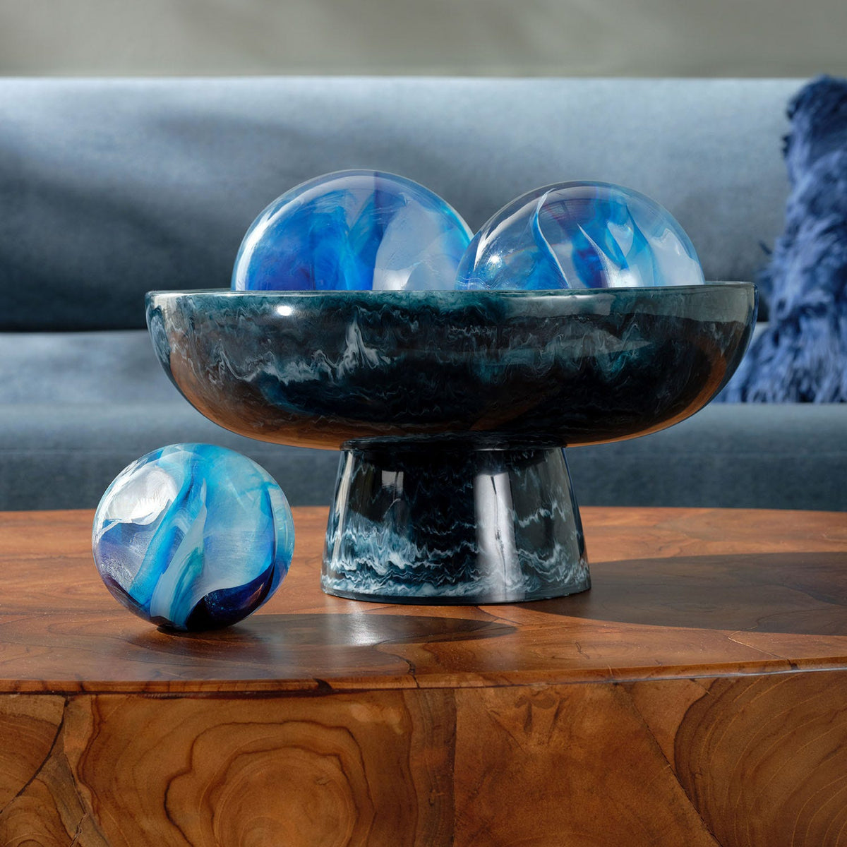 Helios Clear Resin Decorative Sphere Set - Set of 3