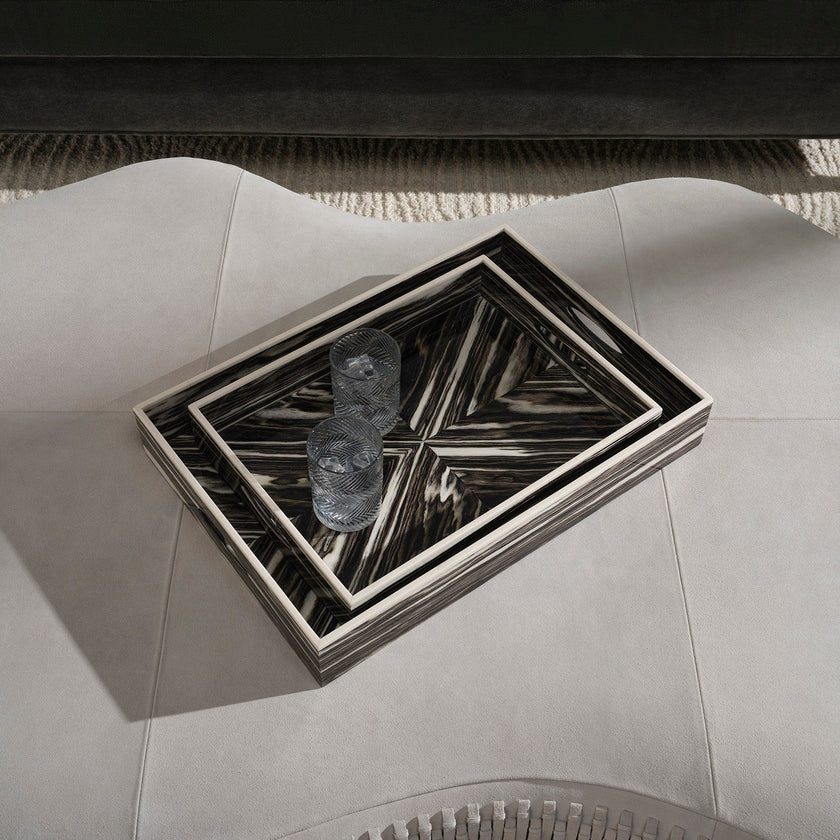 Ian Dual-Tone Veneer Tray - Set of 2
