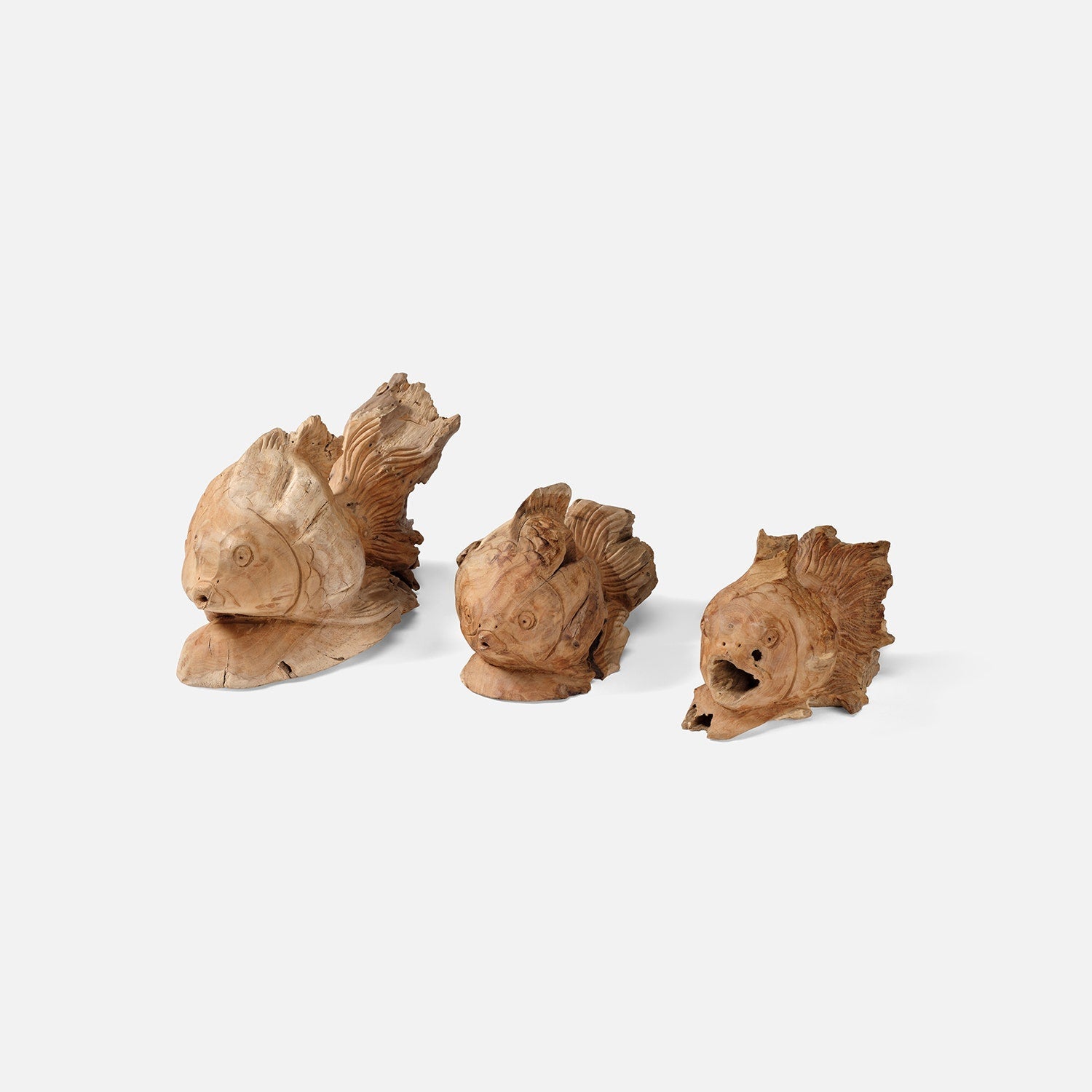 Merlin Carved Fish Sculpture - Set of 3