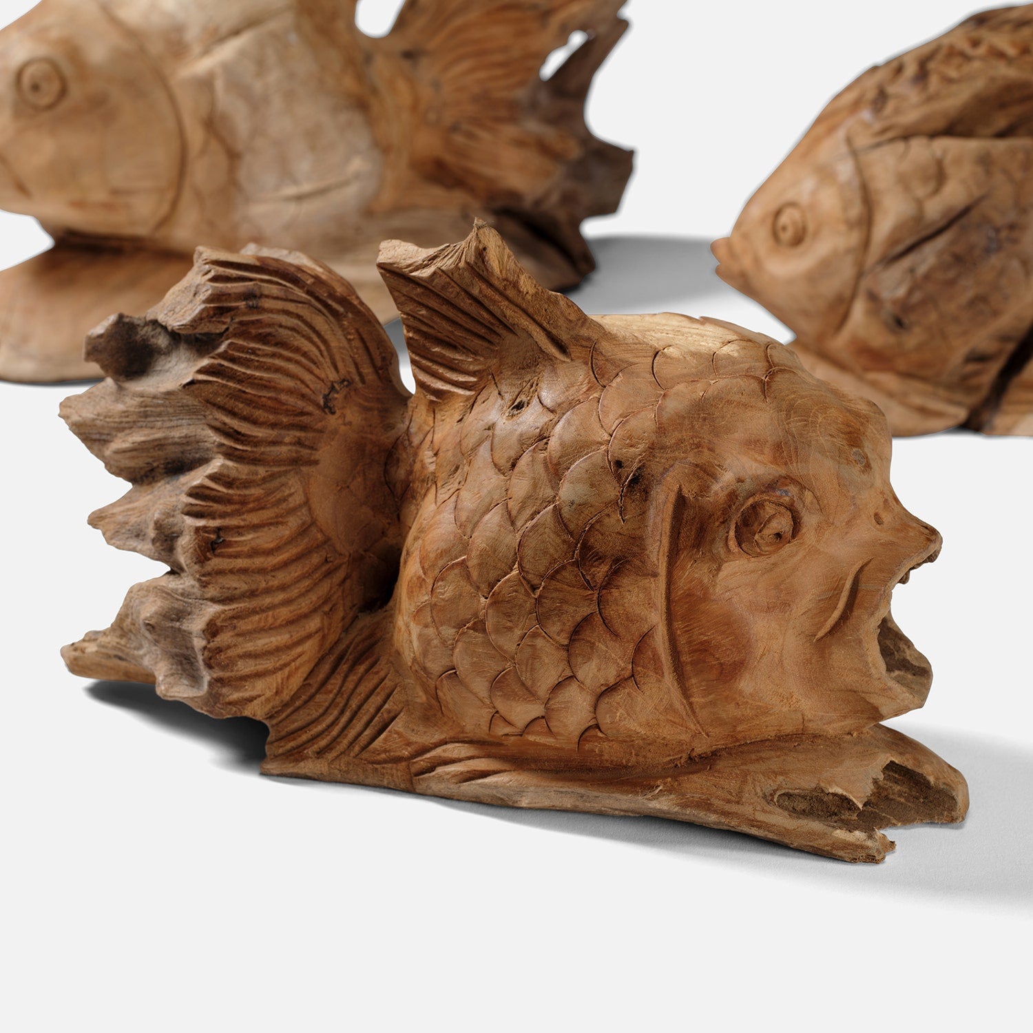 Merlin Carved Fish Sculpture - Set of 3