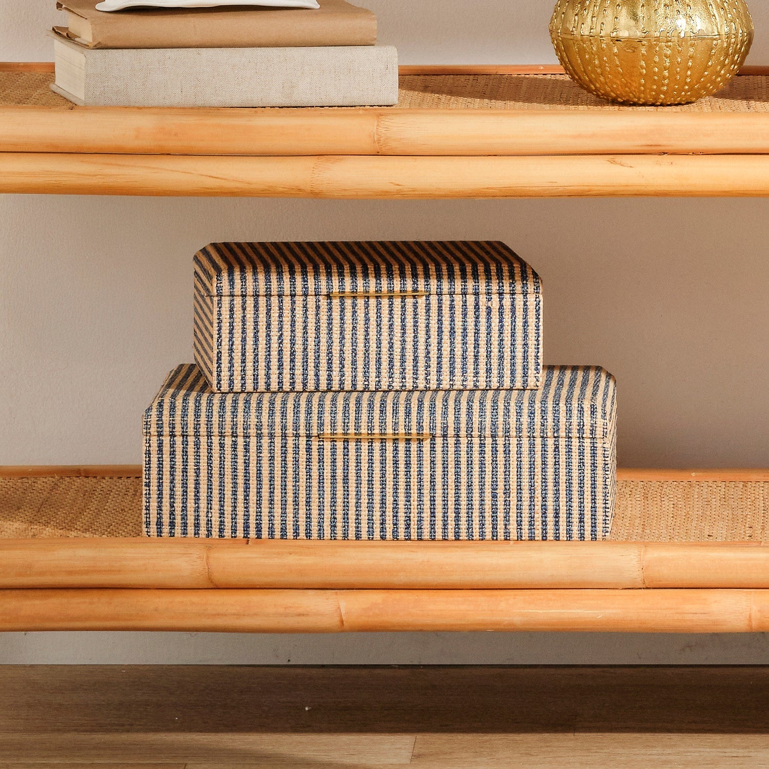 Winslow Striped Raffia Box - Set of 2