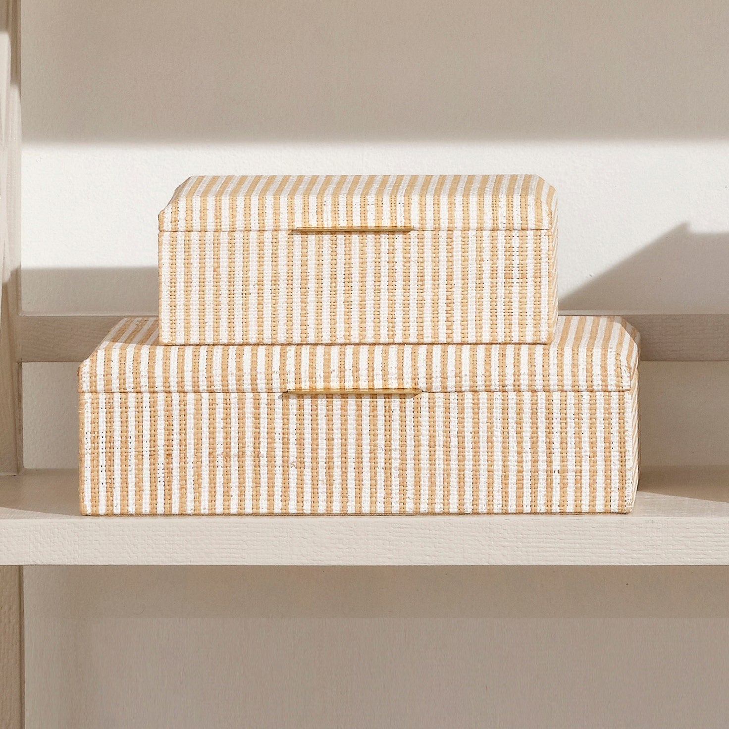 Winslow Striped Raffia Box - Set of 2