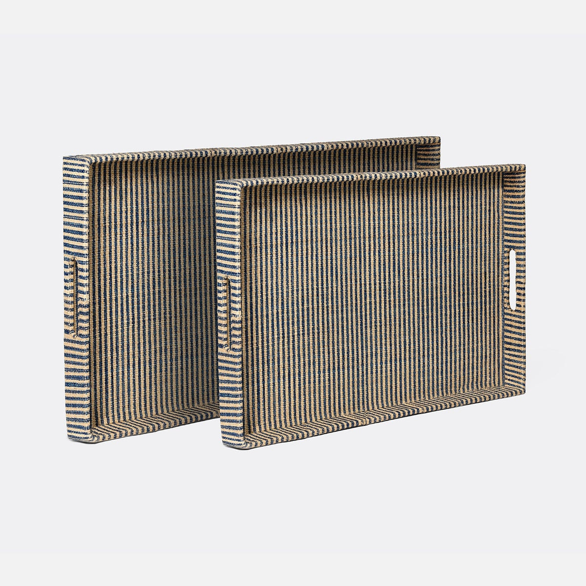 Winslow Striped Raffia Tray - Set of 2