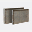 Winslow Striped Raffia Tray - Set of 2