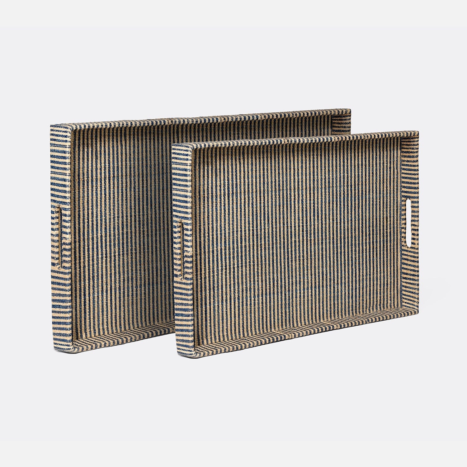 Winslow Striped Raffia Tray - Set of 2