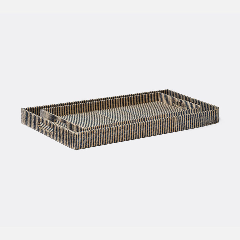 Winslow Striped Raffia Tray - Set of 2