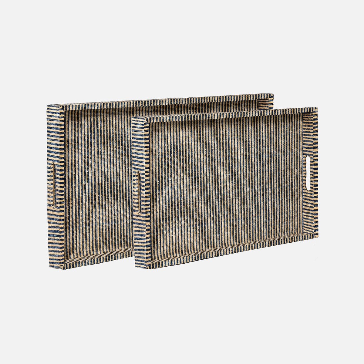 Winslow Striped Raffia Tray - Set of 2