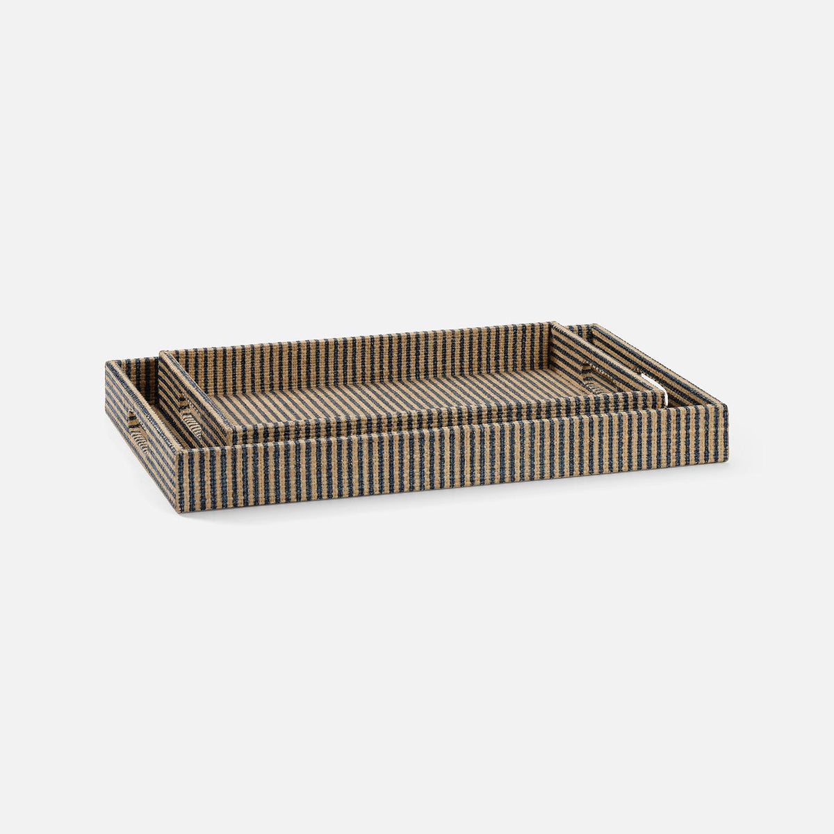 Winslow Striped Raffia Tray - Set of 2