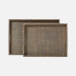 Winslow Striped Raffia Tray - Set of 2