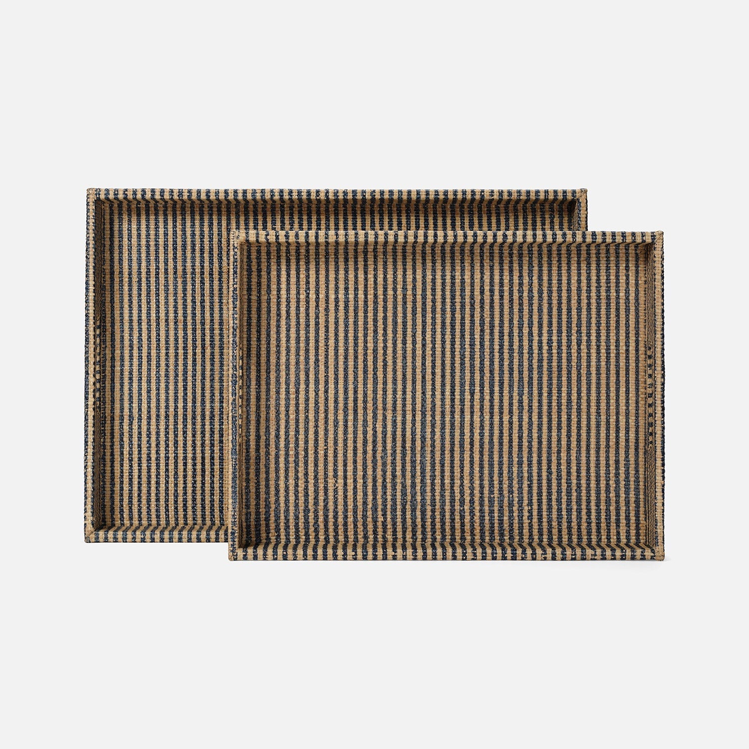 Winslow Striped Raffia Tray - Set of 2