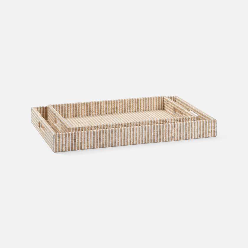Winslow Striped Raffia Tray - Set of 2