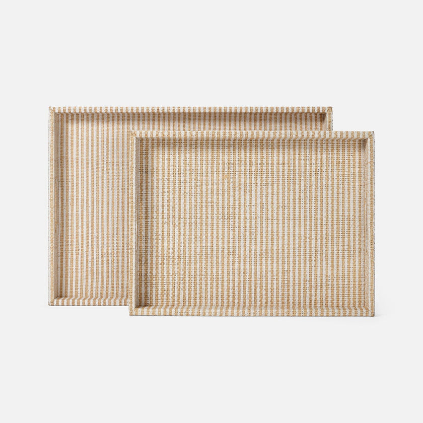 Winslow Striped Raffia Tray - Set of 2