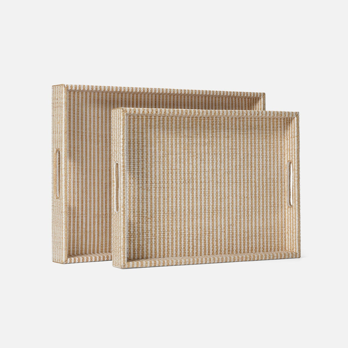 Winslow Striped Raffia Tray - Set of 2