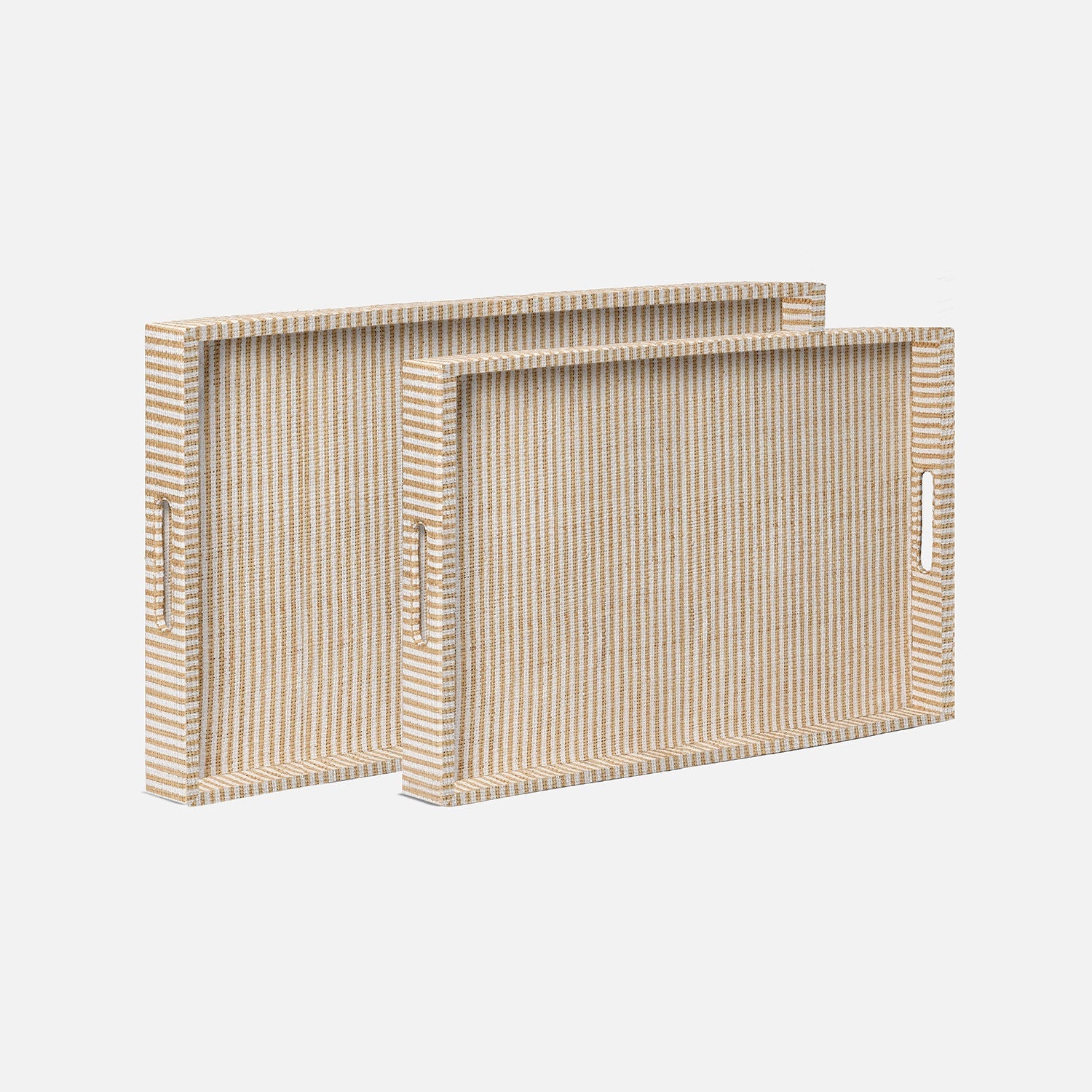 Winslow Striped Raffia Tray - Set of 2