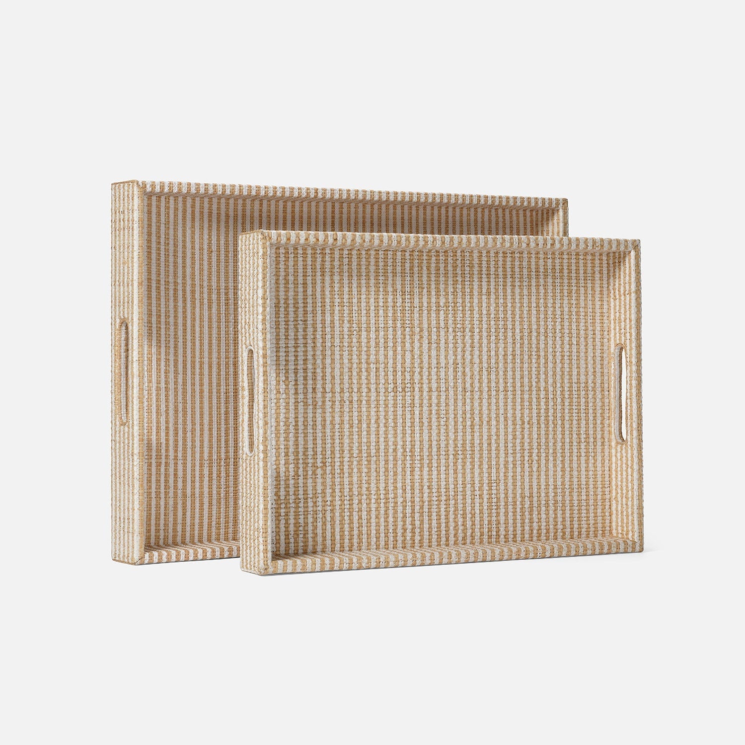 Winslow Striped Raffia Tray - Set of 2