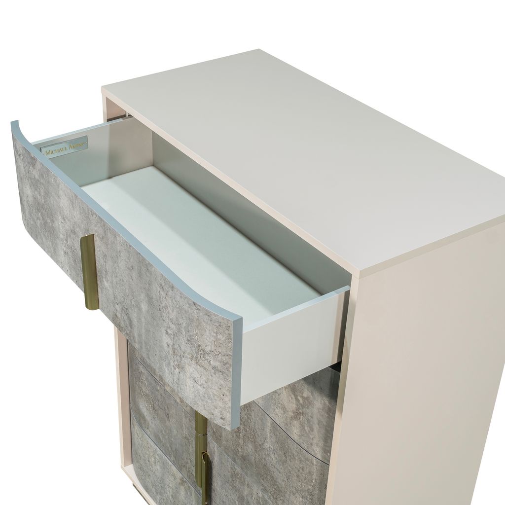 Michael Amini Pavira 5-Drawer Chest - Stone