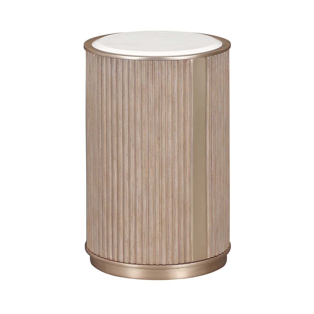 Michael Amini West Kensington Chairside Table - Sea Salt Caramel
