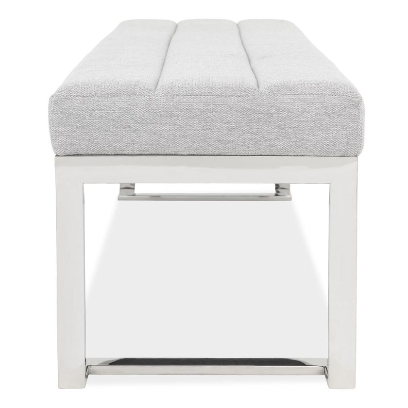 Michael Amini Tulip Accent Bench - Gray/Chrome