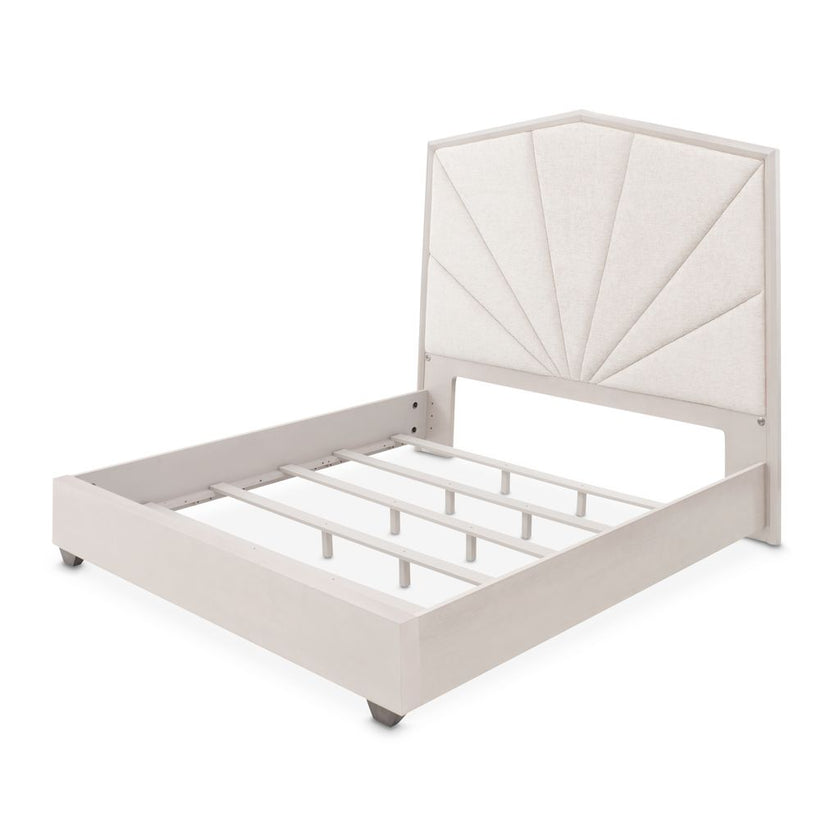 Michael Amini Fantosini King Tufted Panel Bed - Silver Mist
