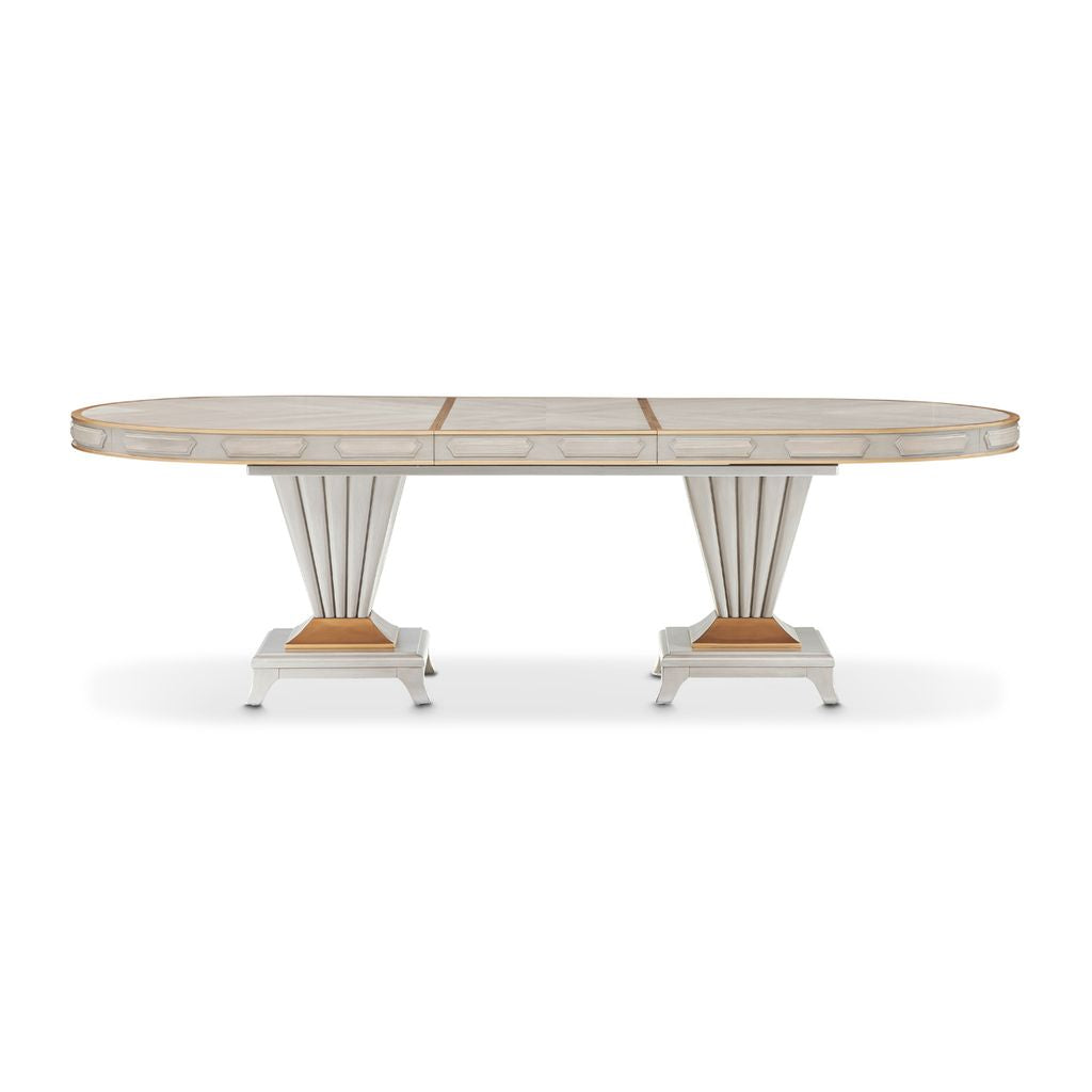 Michael Amini St. Charles Double Pedestal Dining Table -  Dove Gray