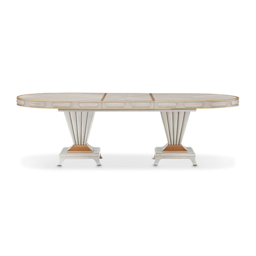 Michael Amini St. Charles Double Pedestal Dining Table -  Dove Gray