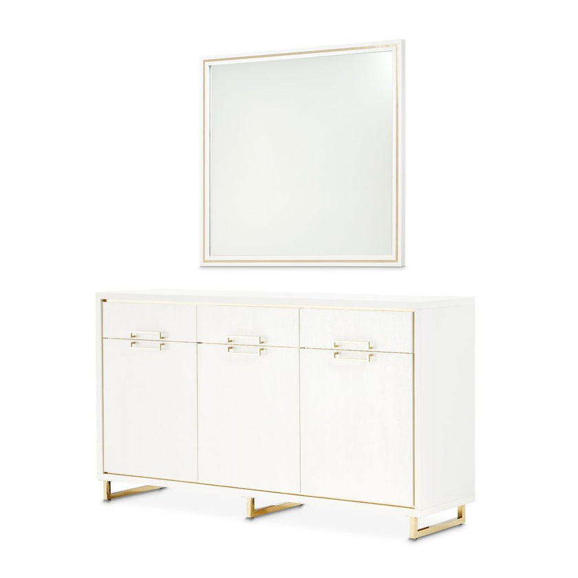 Michael Amini Palm Gate Sideboard with Mirror - Cloud White