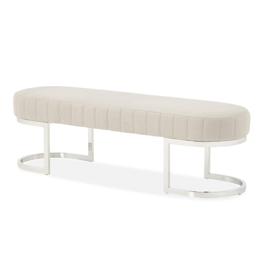 Michael Amini Orchid Velvet Accent Bench - Gray/Chrome