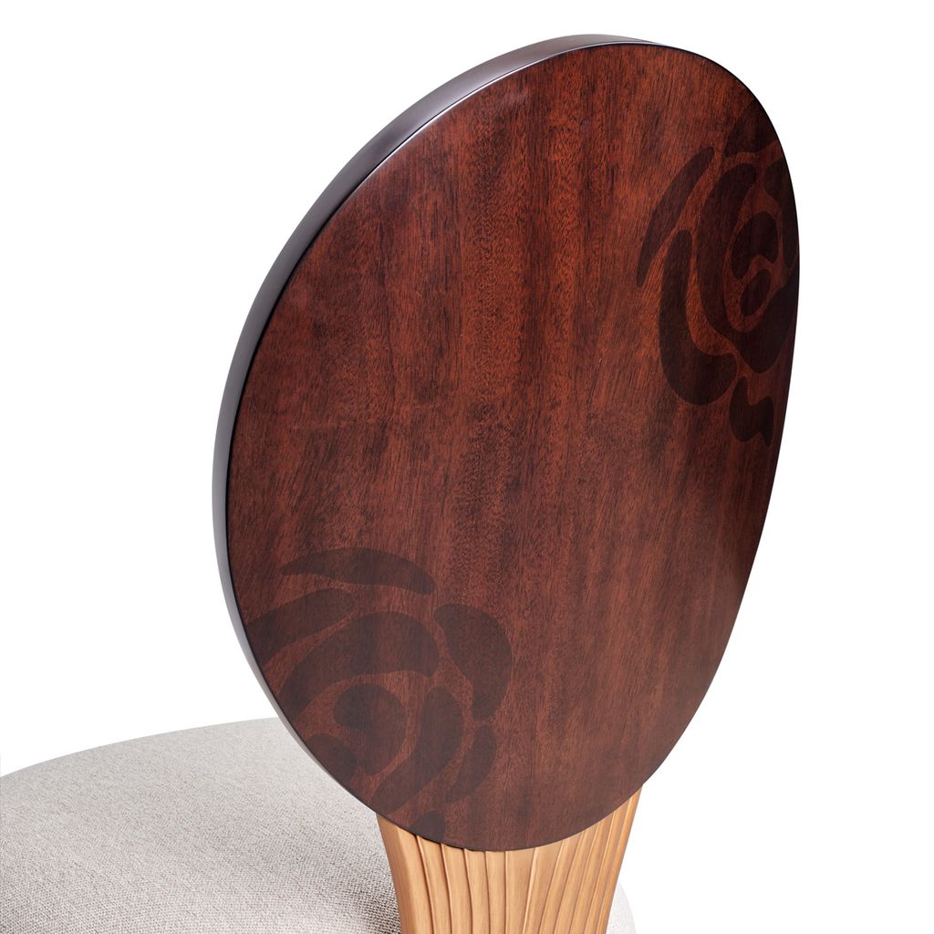 Michael Amini Camellia Field Dining Side Chair - Linen/Warm Pecan - Set of 2