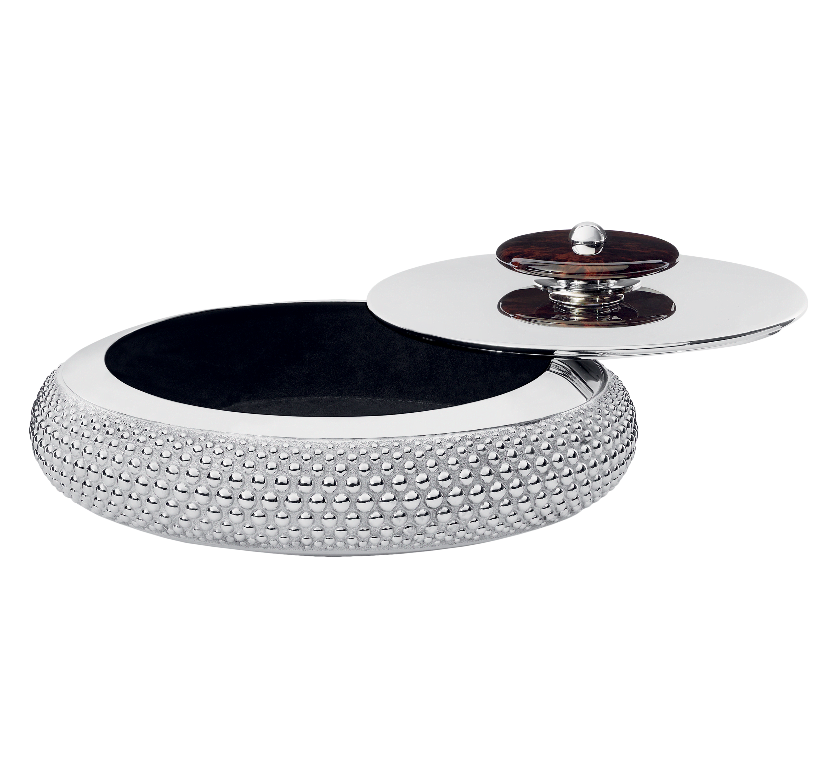 Christofle Perles Silver Plated Round Box