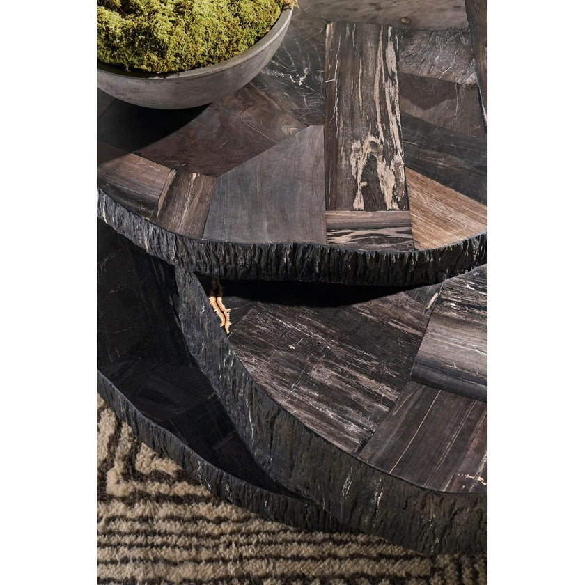 Century Furniture Grand Tour Furniture Petrified Wood Stacked Cocktail Table