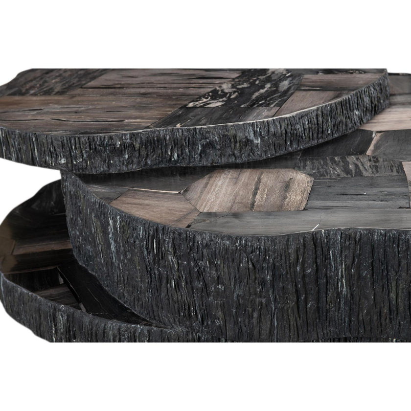 Century Furniture Grand Tour Furniture Petrified Wood Stacked Cocktail Table