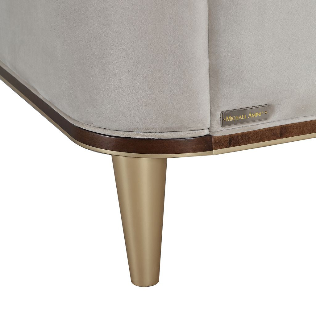 Michael Amini Houston Eastern King Channel Tufted Panel Bed - Porcini/Walnut