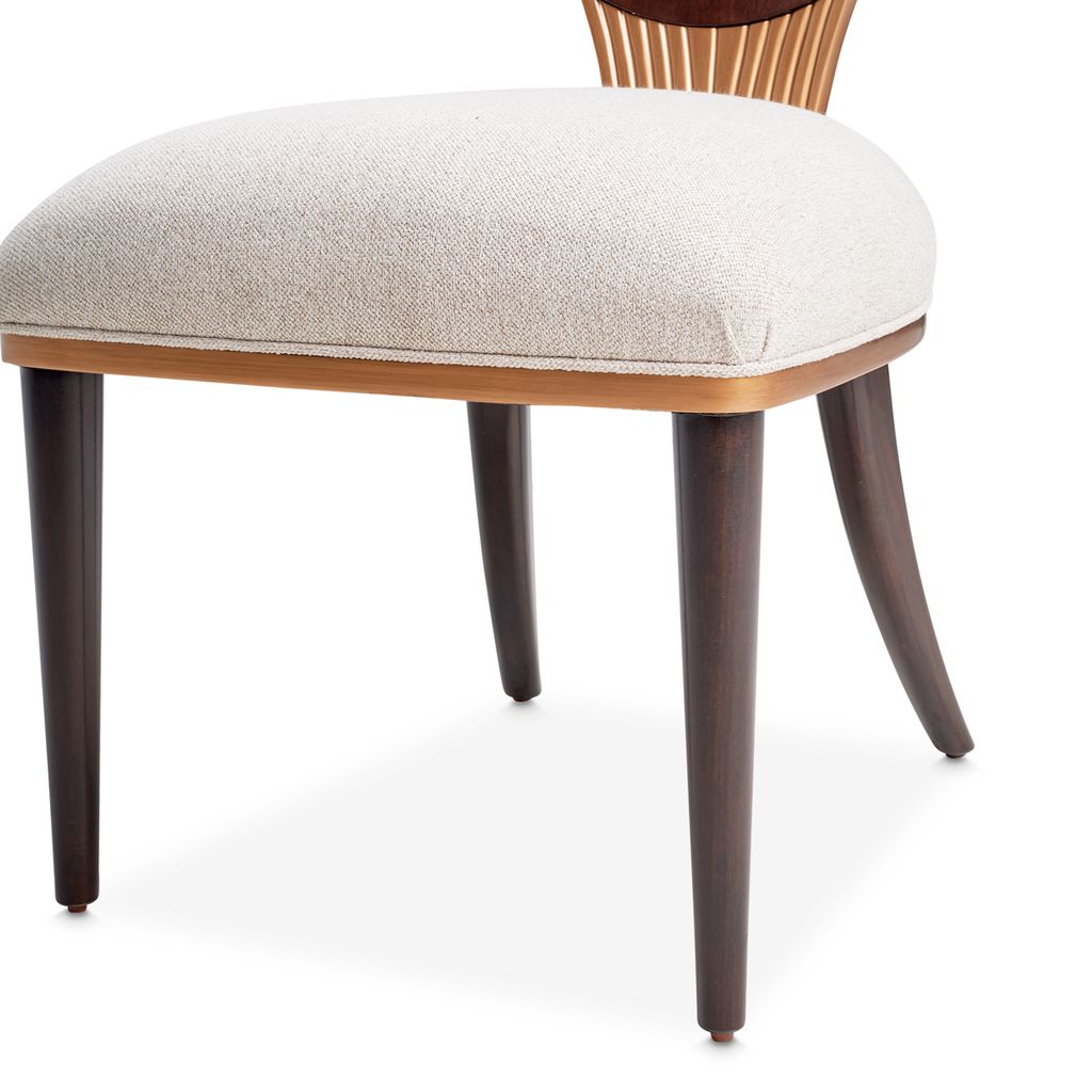 Michael Amini Camellia Field Dining Side Chair - Linen/Warm Pecan - Set of 2