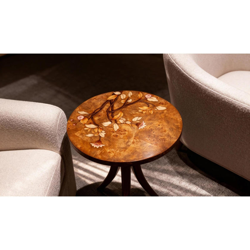 Theodore Alexander Perch Burl Corolla Drink Table