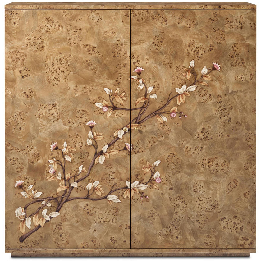 Theodore Alexander Perch Burl Flora Bar Cabinet