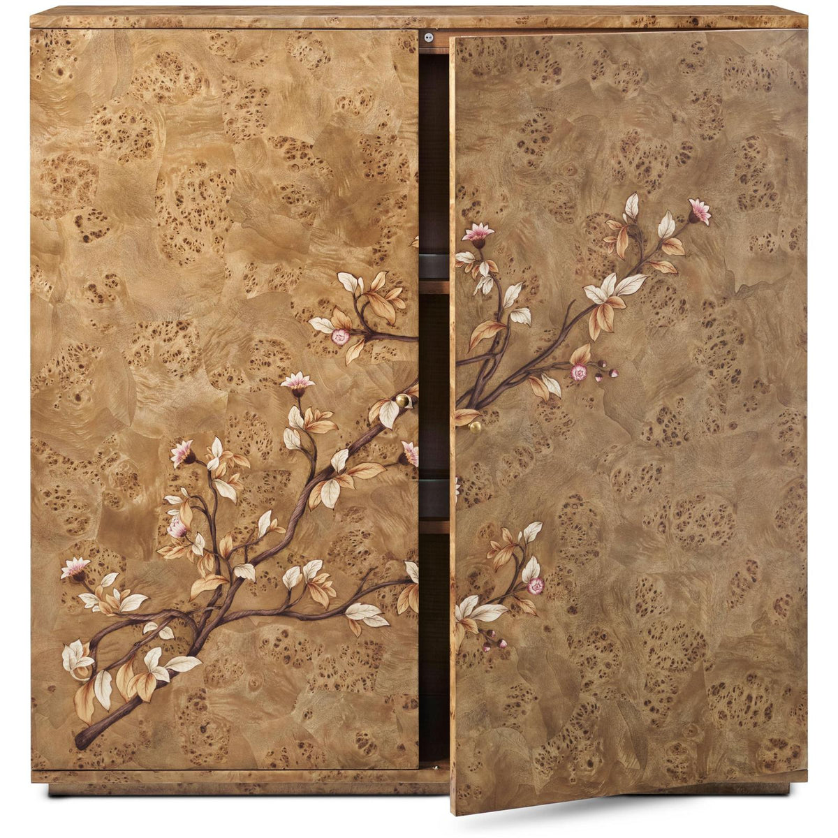 Theodore Alexander Perch Burl Flora Bar Cabinet