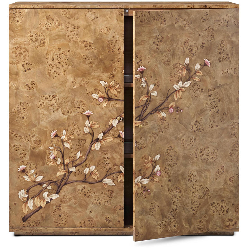 Theodore Alexander Perch Burl Flora Bar Cabinet