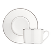 Christofle Albi Porcelain Tea/Coffee Cup And Saucer Platinum