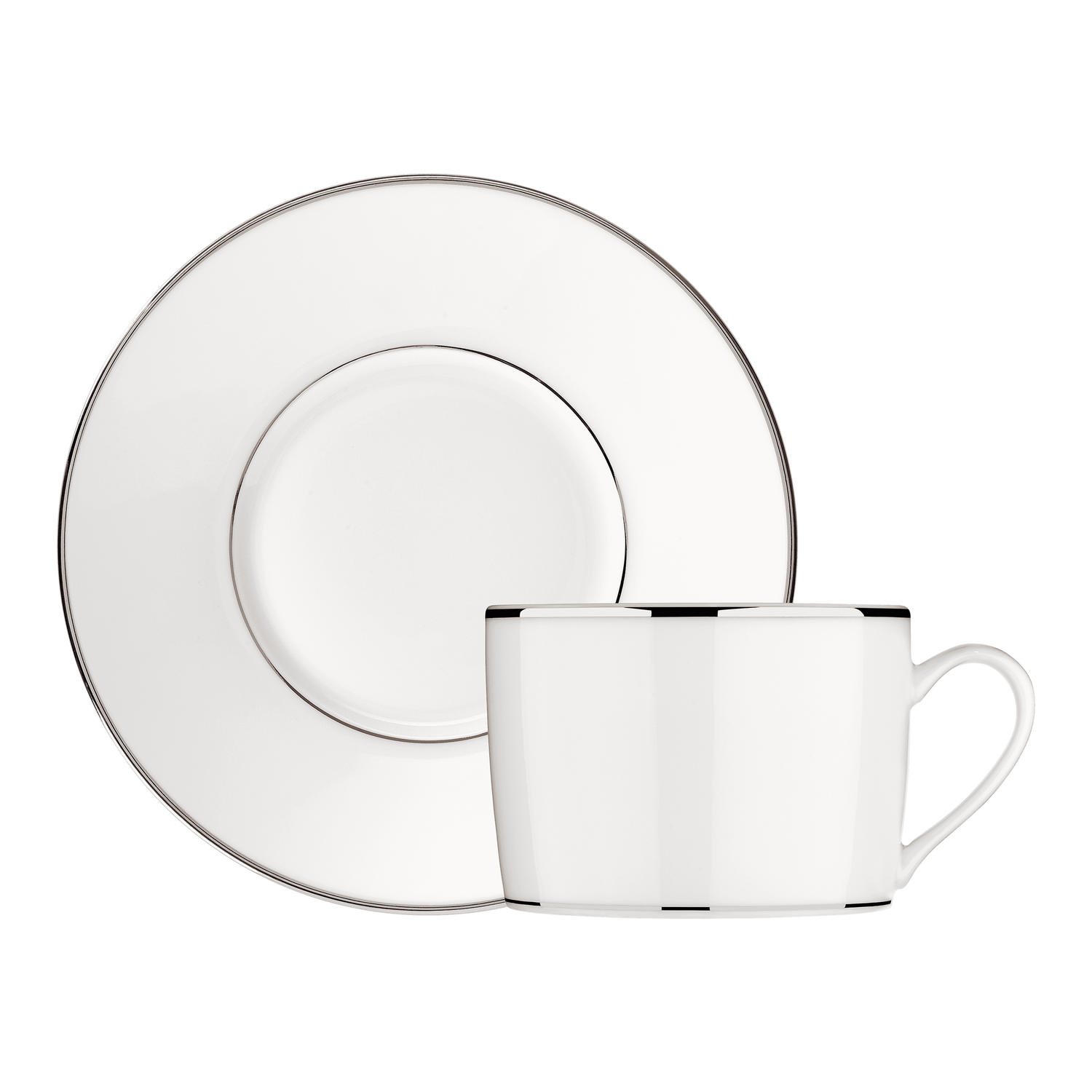 Christofle Albi Porcelain Tea/Coffee Cup And Saucer Platinum