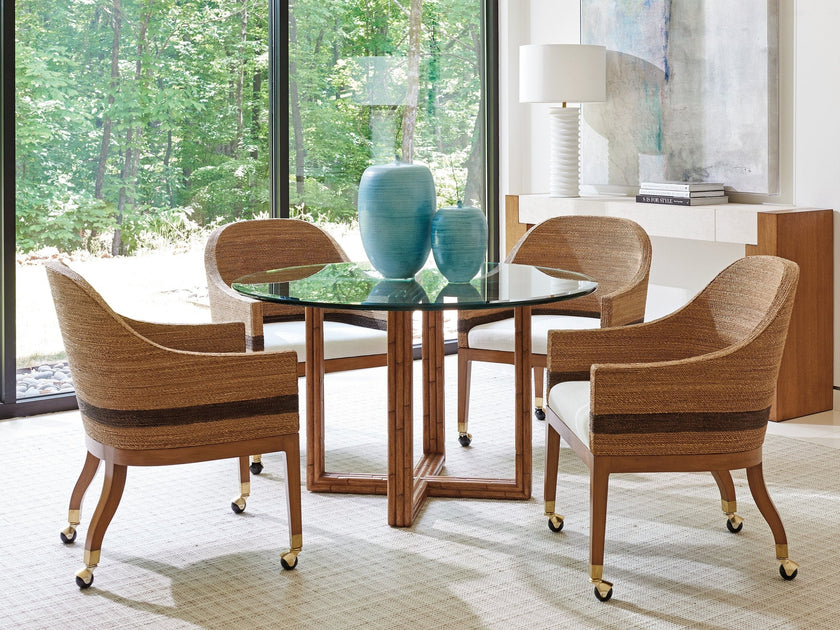 Tommy Bahama Home Palm Desert Sheridan Glass Top Round Dining Table