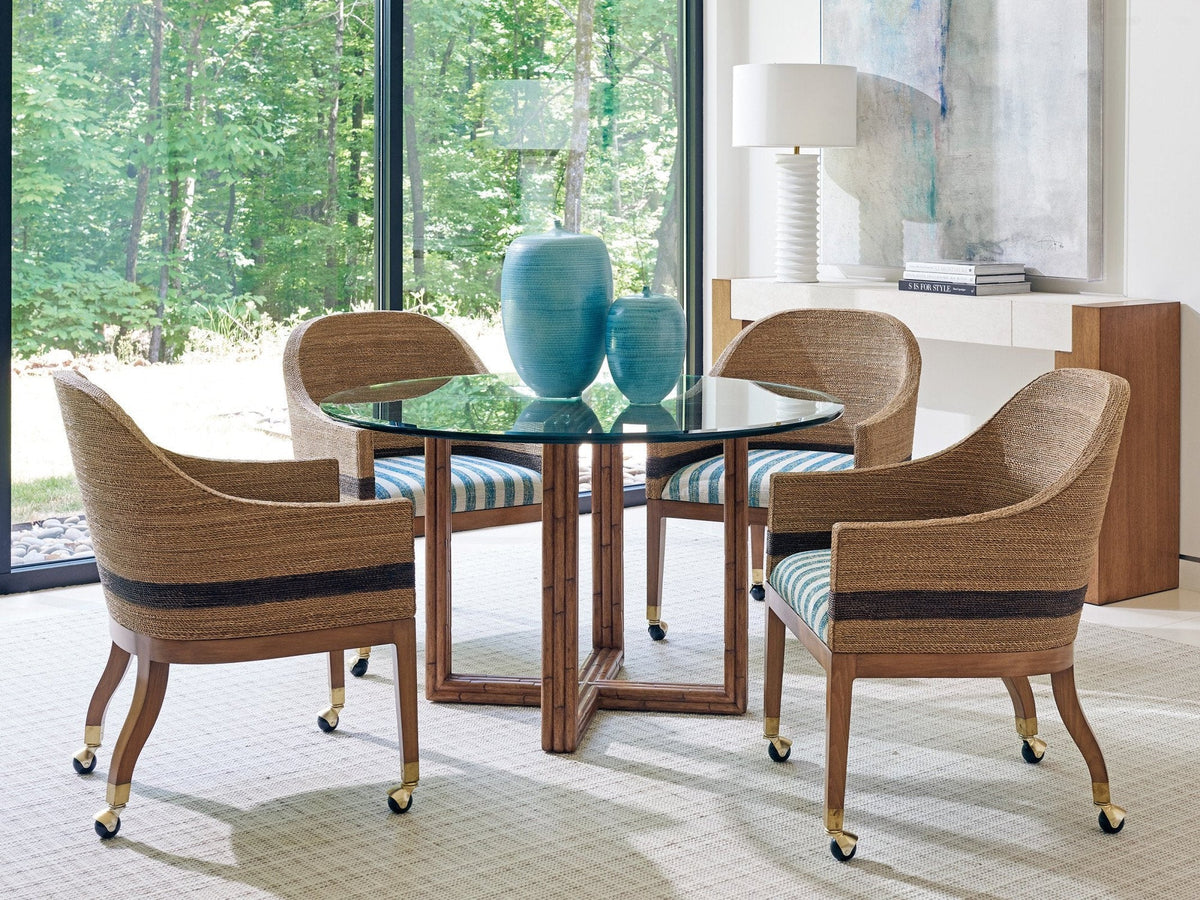 Tommy Bahama Home Palm Desert Sheridan Glass Top Round Dining Table