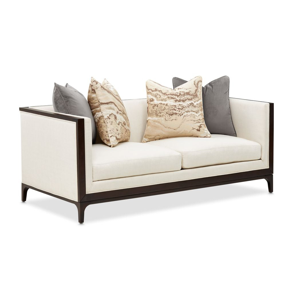 Michael Amini Belmont Place Loveseat - Cream/Espresso